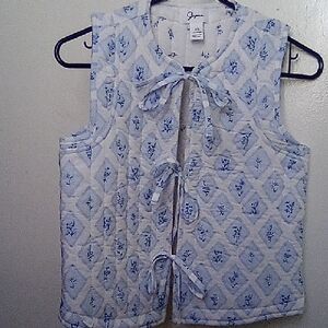 Japna Blue and White Quilted Vest